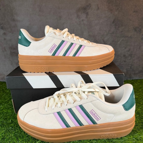 Adidas VL Court Bold Platform Sneakers Cream Gum Sole Women's Size 9.5 NEW - Picture 1 of 14